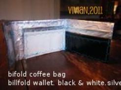 inside of  coffee bag billfold wallet-black and white.